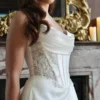 Drew wedding dress showcasing a modern silhouette with elegant detailing, creating a refined and effortlessly sophisticated bridal look.